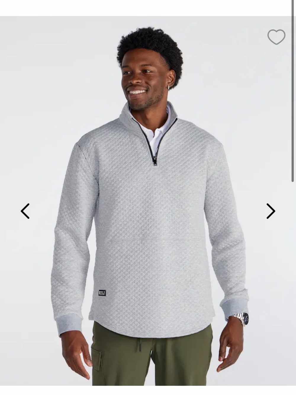 BYLT Basics Light Gray Quilted Half-Zip Sweater - Padded Fairway